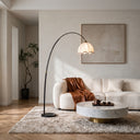 Arden Arc Floor Lamp — Black & White, living room