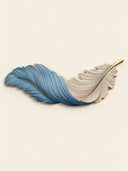 Art Deco Feather Wall Sconce — blue and cream feather sconce, product shot