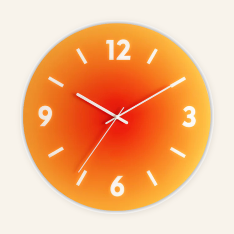 Aurora Gradient Wall Clock - Orange with numerals