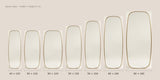 Modern Oval Full Length Wall Mirror, Slim Brass Frame — size diagram, all seven sizes to scale
