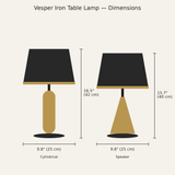 Vesper Iron Table Lamp — dimensions diagram