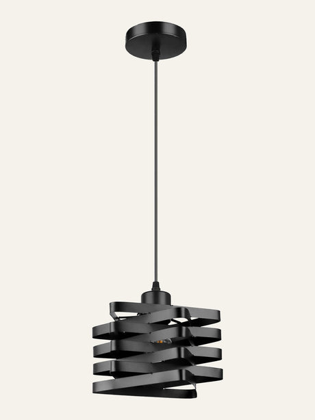 Twist Ribbon Pendant Light — Black hero, studio