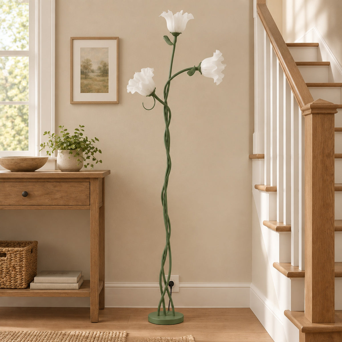 Bloom Twist Floor Lamp - staircase console lifestyle