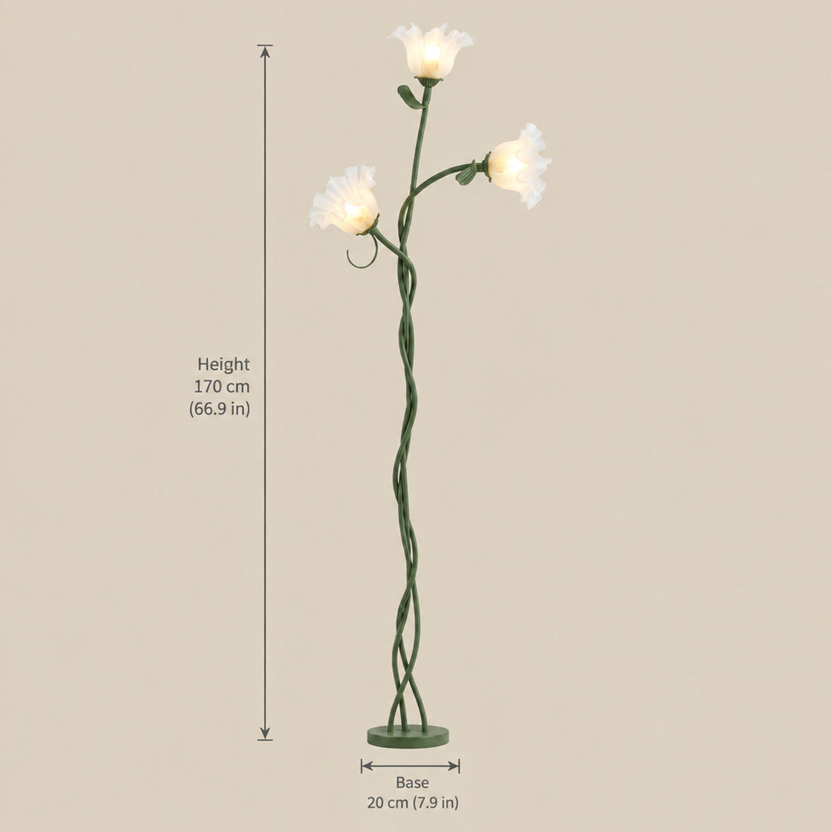 Bloom Twist Floor Lamp - dimensions diagram