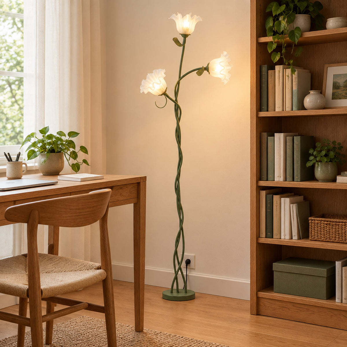 Bloom Twist Floor Lamp - study in daylight, lamp on