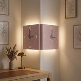 Glow Wall Clock Lamp — Pink Foldable on a wall corner