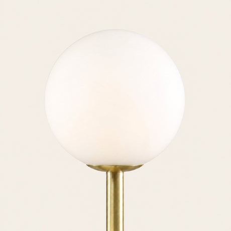 Trio Globe Floor Lamp — detail of glass globe and pole