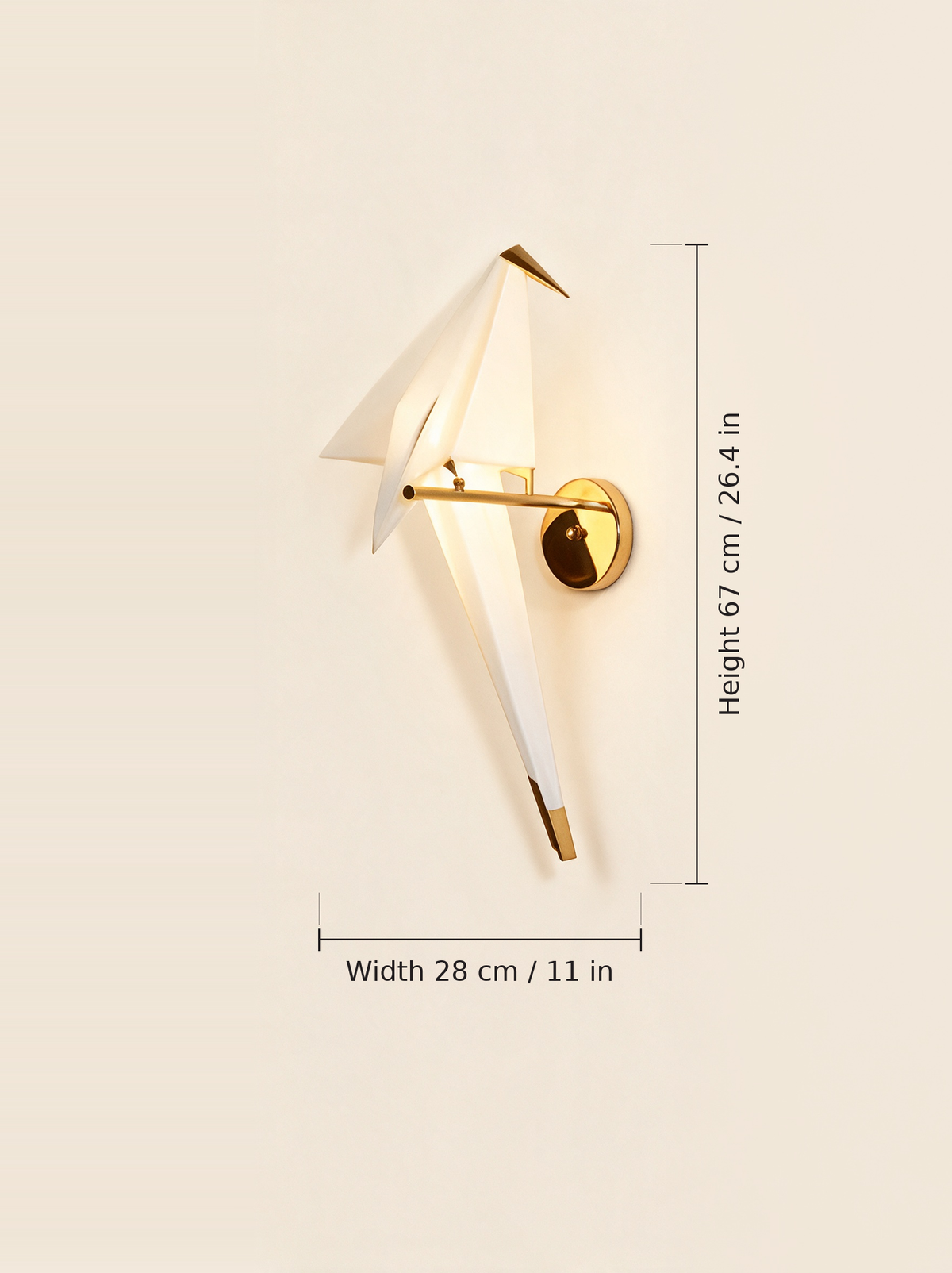 Origami Crane Accent Light — wall lamp dimensions