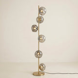 Auralis Glass Floor Lamp — Gold frame, Smoky Gray glass hero
