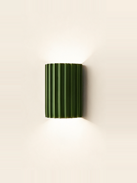 Ribbed Resin Wall Sconce — hero, Green