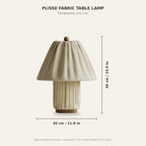 Plisse Fabric Table Lamp — dimensions diagram