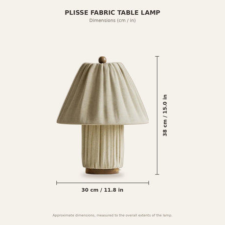 Plisse Fabric Table Lamp — dimensions diagram