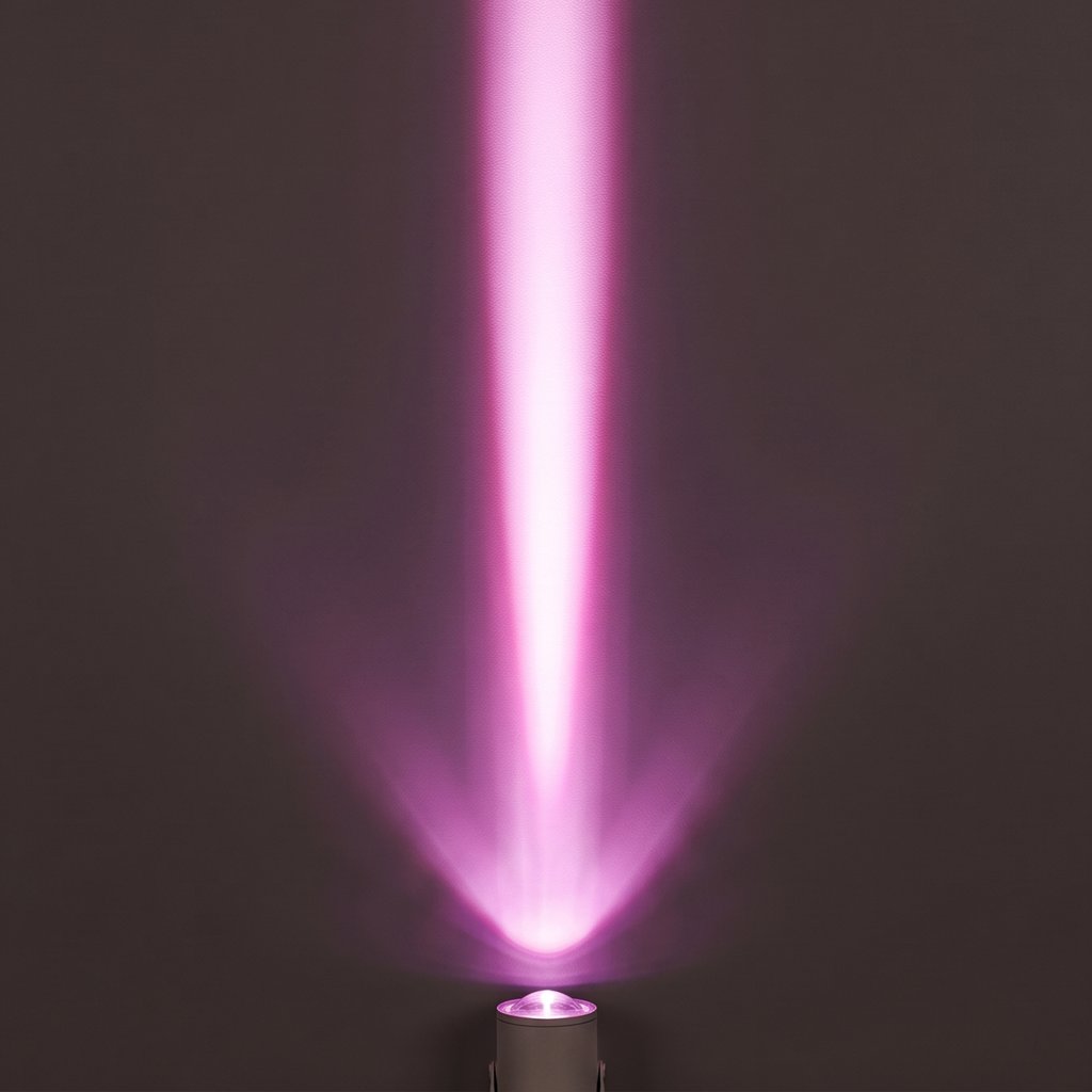 Aperture Beam Spotlight pink beam effect on a dark wall