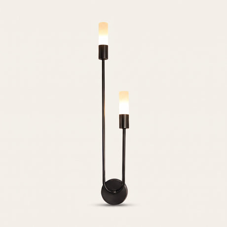 Dual Glow Wall Sconce - black finish, left orientation, warm glow