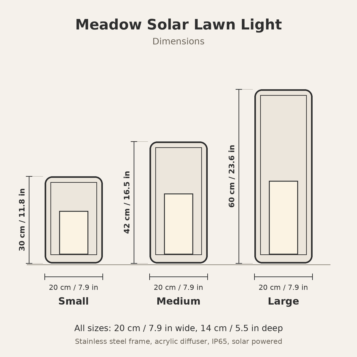 Meadow Solar Lawn Light — dimensions diagram