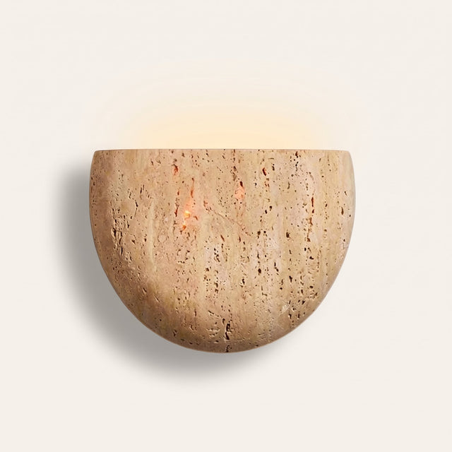 Lumo Travertine Wall Lamp — front view