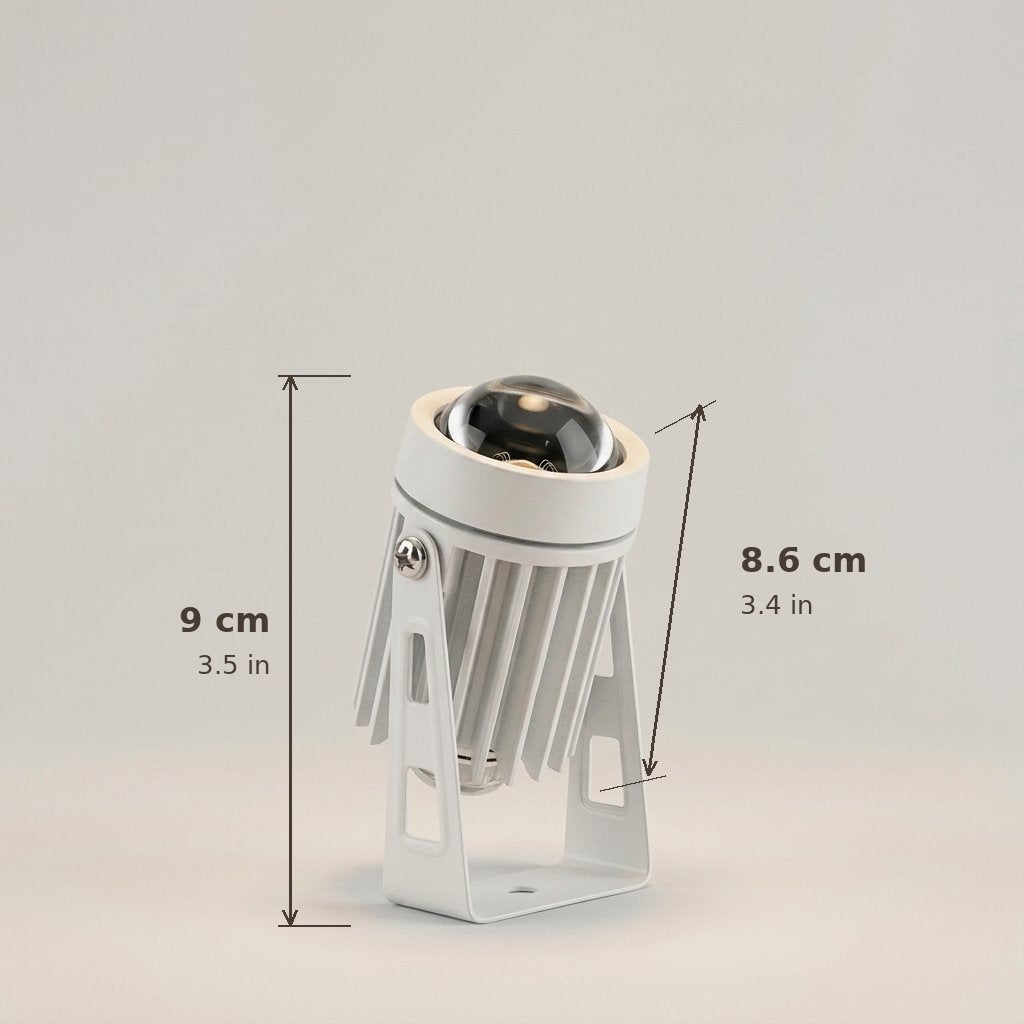 Aperture Beam Spotlight dimensions: 9 cm tall, 8.6 cm body length