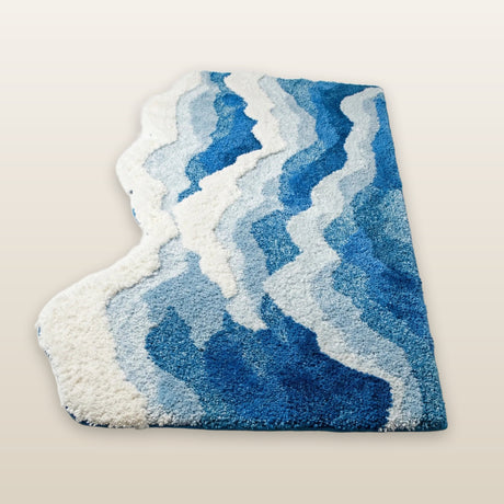 Oceanique Ocean Wave Area Rug — full view on off-white backdrop