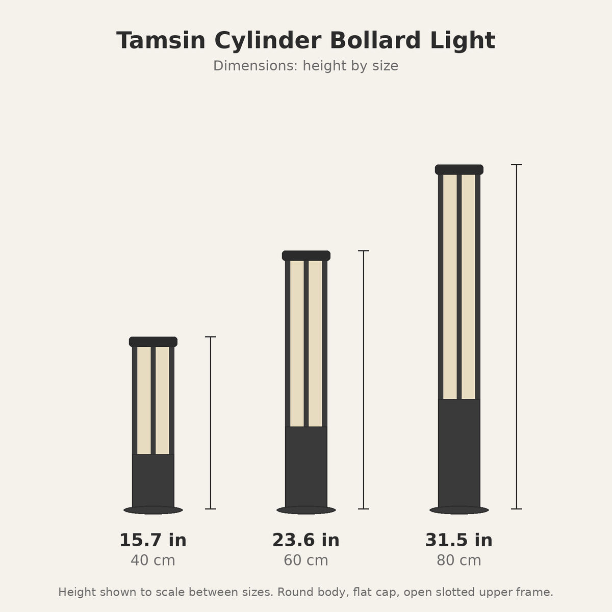 Tamsin Cylinder Bollard Light — dimensions diagram