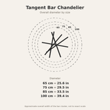 Tangent Bar Chandelier — diameter guide, 65 to 100 cm