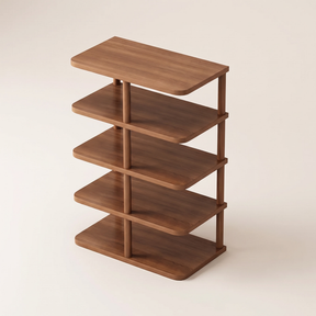 Spire Shoe Tower — hero, Walnut 5-tier Full