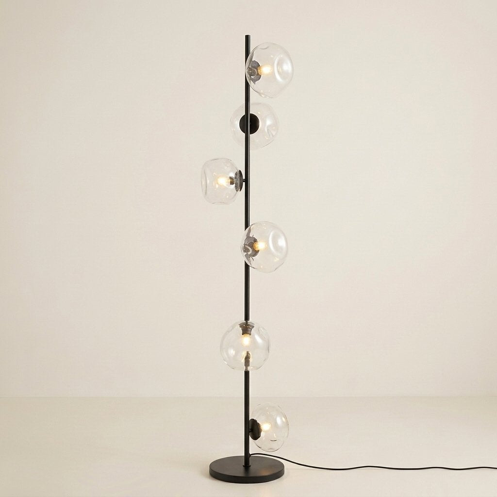 Auralis Glass Floor Lamp — Black frame, Transparent glass hero