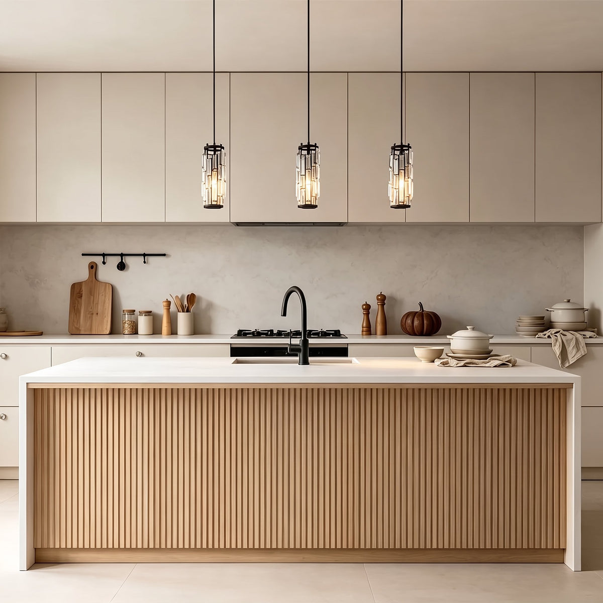 Prism Mini Pendant — black pendants over fluted island