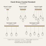 Facet Brass Crystal Pendant — dimensions diagram