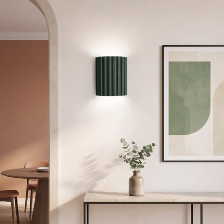 Ribbed Resin Wall Sconce — lifestyle, Green dining nook
