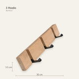 Bamboo coat rack 3 hooks size diagram 30 cm