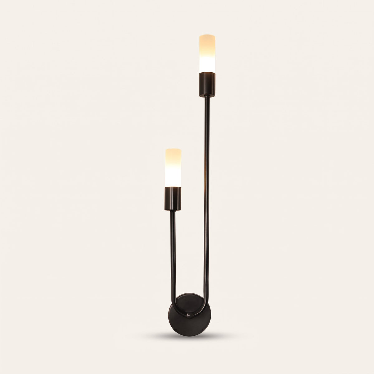 Dual Glow Wall Sconce - black finish, right orientation, warm glow