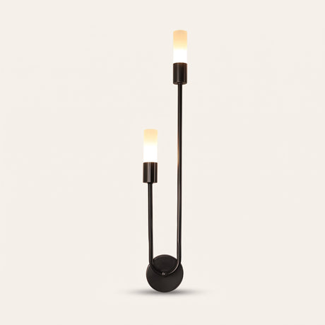 Dual Glow Wall Sconce - black finish, right orientation, warm glow