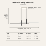 Meridian Strip Pendant — size and power diagram