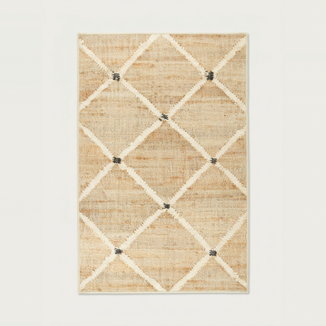 Kali natural beige lattice rug - hero
