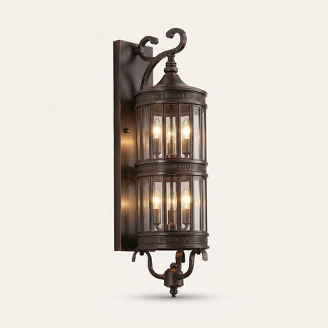 Corbel Wall Lantern — six-bulb two-tier antique bronze wall lantern