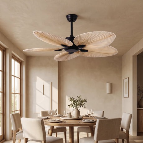 Palm Leaf Ceiling Fan — Black, dining room