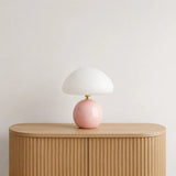 Bonbon Dome Table Lamp - Pink lamp on a console table