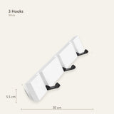 White coat rack 3 hooks size diagram 30 cm