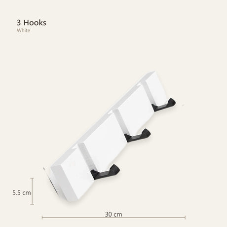 White coat rack 3 hooks size diagram 30 cm