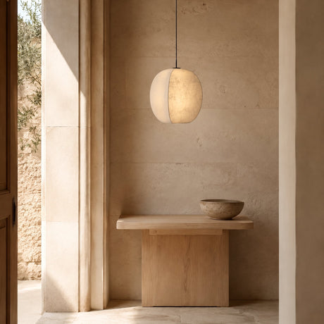 Kumo Linen Pendant — soft glow lifestyle