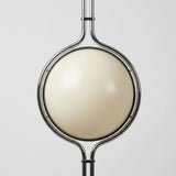 Chrome Globe Column Lamp — close-up of ivory globe and chrome frame