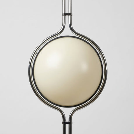 Chrome Globe Column Lamp — close-up of ivory globe and chrome frame