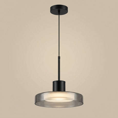 Puck Glass Pendant — Smoky Gray glass studio view
