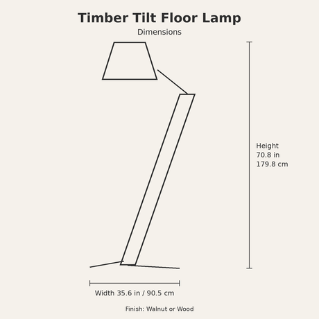 Timber Tilt Floor Lamp — dimensions diagram