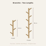 Branchio Tree-Branch Coat Rack — length chart, 40 cm and 80 cm