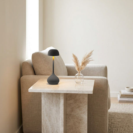 Droplet Cordless Table Lamp — Matte Gray in a living space