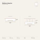 Dimension diagram — bladeless ceiling fan, flush mount and pendant, 22.83 in square by 4.72 in deep