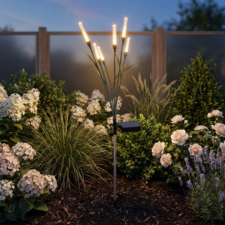 Vega Solar Path Light — lifestyle, garden flower bed