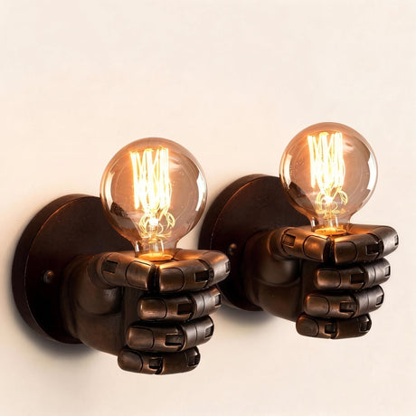 Fist Wall Sconce - macro detail shot of resin carving