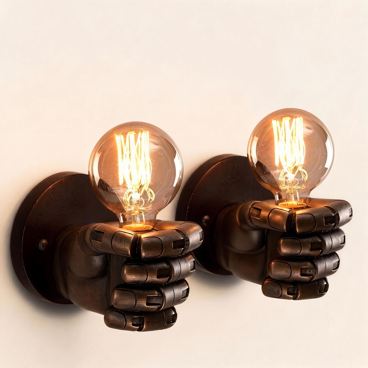 Fist Wall Sconce - macro detail shot of resin carving